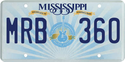 MS license plate MRB360