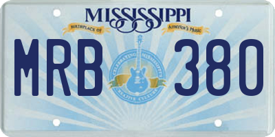 MS license plate MRB380