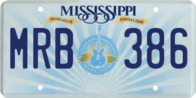 MS license plate MRB386
