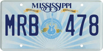 MS license plate MRB478