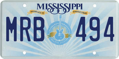 MS license plate MRB494