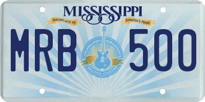MS license plate MRB500