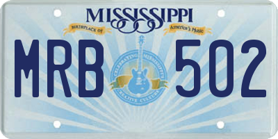 MS license plate MRB502