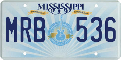 MS license plate MRB536