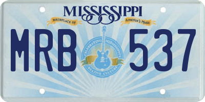MS license plate MRB537