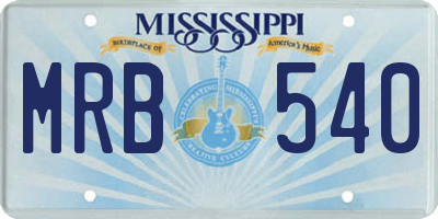 MS license plate MRB540