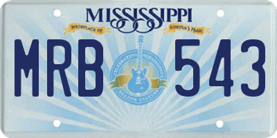 MS license plate MRB543