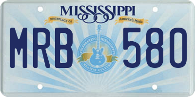 MS license plate MRB580