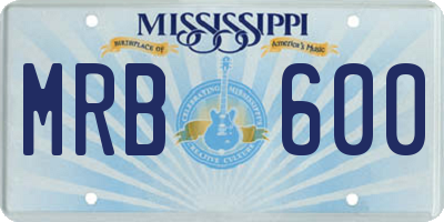 MS license plate MRB600