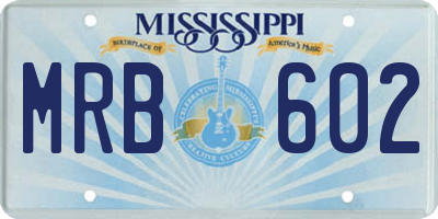MS license plate MRB602