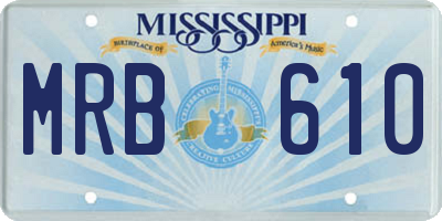 MS license plate MRB610