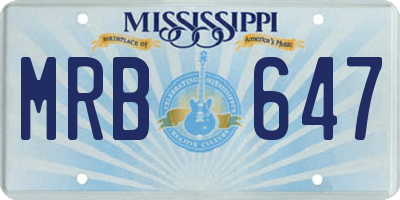 MS license plate MRB647