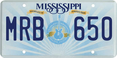 MS license plate MRB650
