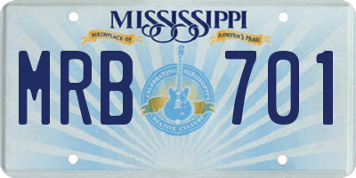 MS license plate MRB701