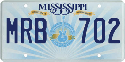 MS license plate MRB702