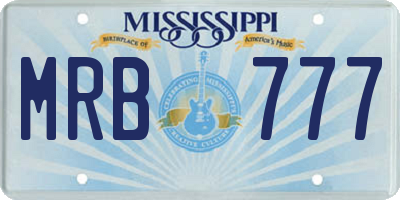 MS license plate MRB777