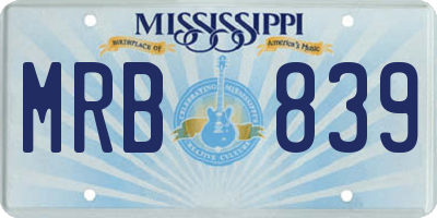 MS license plate MRB839