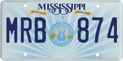 MS license plate MRB874