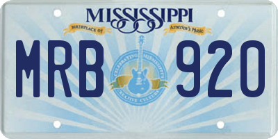 MS license plate MRB920
