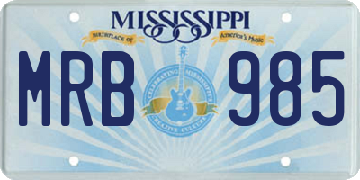 MS license plate MRB985