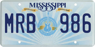 MS license plate MRB986