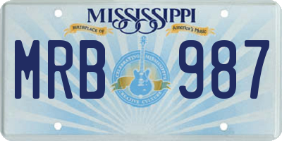 MS license plate MRB987