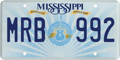MS license plate MRB992