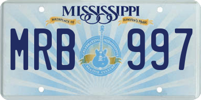 MS license plate MRB997