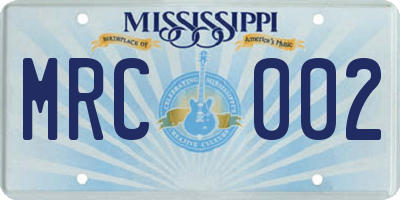 MS license plate MRC002