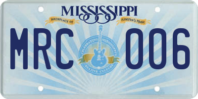 MS license plate MRC006