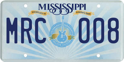 MS license plate MRC008
