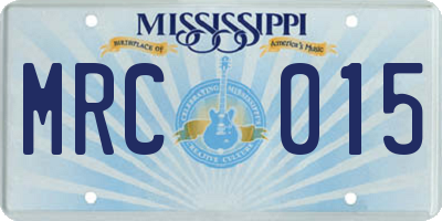 MS license plate MRC015