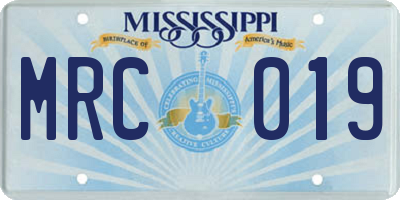 MS license plate MRC019