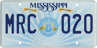 MS license plate MRC020