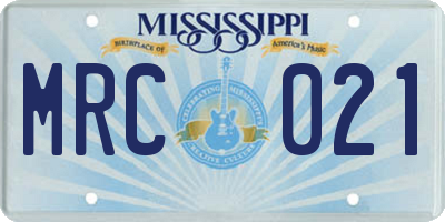 MS license plate MRC021