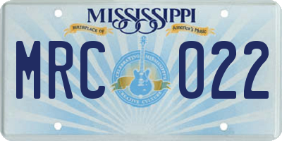 MS license plate MRC022
