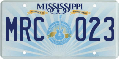 MS license plate MRC023