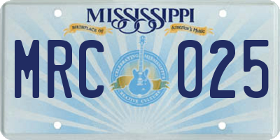 MS license plate MRC025