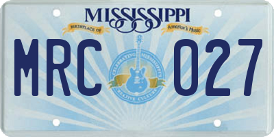 MS license plate MRC027