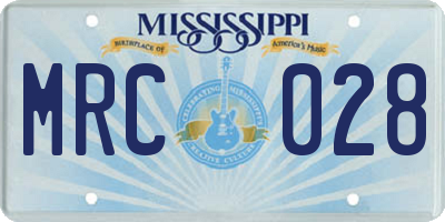 MS license plate MRC028