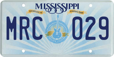 MS license plate MRC029