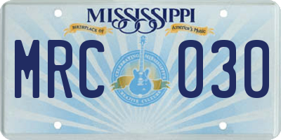 MS license plate MRC030