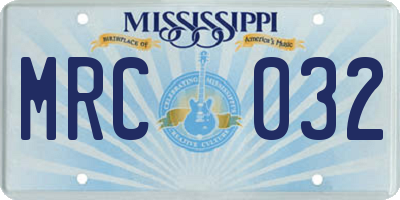 MS license plate MRC032
