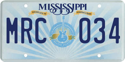 MS license plate MRC034