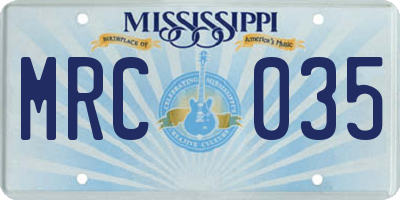 MS license plate MRC035