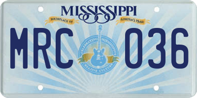 MS license plate MRC036