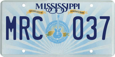 MS license plate MRC037