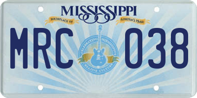 MS license plate MRC038