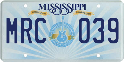 MS license plate MRC039