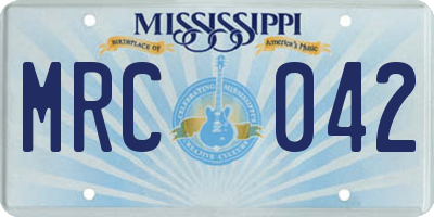 MS license plate MRC042